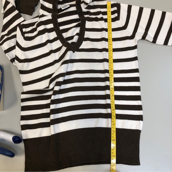 Striped brown/white hoodie sweater.  Cotton. Sz XL. - Picture 10 of 12